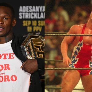 Israel Adesanya Drops One-Word Reaction to WWE Legend Kurt Angle’s Epic Move