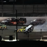 Josh Berry flips in the No. 4 car during the final laps of the Coke Zero Sugar 400, Saturday, Aug. 24, 2024, at Daytona International Speedway.