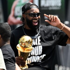 Jaylen Brown at the Celtics' championship parade