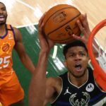 Mikal Bridges and Giannis Antetokounmpo
