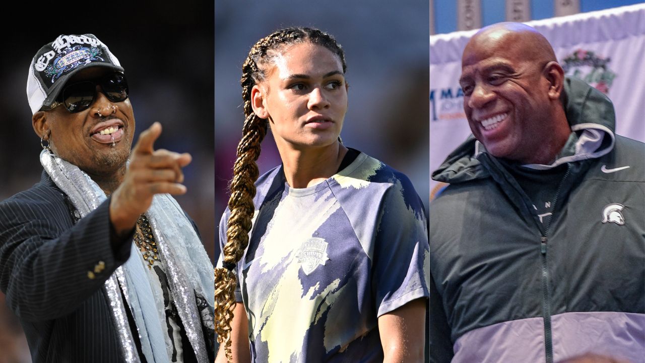 Dennis and Trinity Rodman, and Magic Johnson