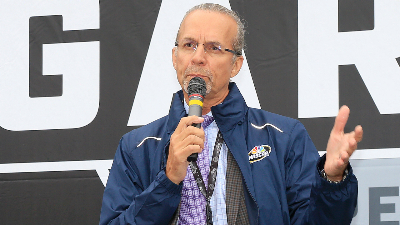 Donnie Allison (l) and Kyle Petty talk to the fans in the Talladega Garage Experience before the running of the Monster Energy NASCAR, Motorsport, USA Cup Series 1000Bulbs.com 500 race on October 13, 2019 at Talladega Superspeedway in Talladega, Alabama.