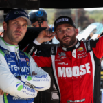 NASCAR Cup Series driver Daniel Suarez (left) and driver Ross Chastain (right) look on during practice and qualifying for the Go Bowling at The Glen at Watkins Glen International.
