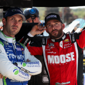 NASCAR Cup Series driver Daniel Suarez (left) and driver Ross Chastain (right) look on during practice and qualifying for the Go Bowling at The Glen at Watkins Glen International.