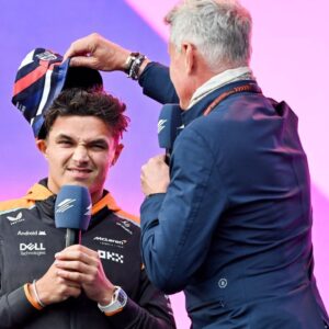 David Coulthard Pours a Bottle of Water on Lando Norris’ Head After Singapore GP Triumph