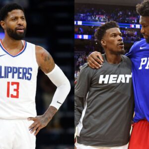 Paul George, Jimmy Butler and Joel Embiid