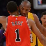 Derrick Rose and Kobe Bryant hug each other