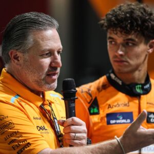 BROWN Zak (usa), CEO of of McLaren Racing, portrait NORRIS Lando (gbr), McLaren F1 Team MCL38, portrait during the Formula 1 Singapore Grand Prix 2024, 18th round of the 2024 Formula One World Championship
