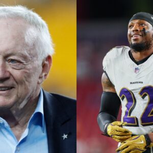 Jerry Jones (L) and on Derrick Henry (R).