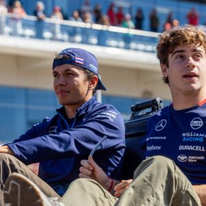 Franco Colapinto (43) of Argentina and team Williams Racing and Alexander Albon (23) of Thailand and team Williams Racing during the drivers™ parade before the Formula 1 Pirelli United States Grand Prix