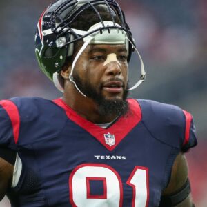 Houston Texans defensive tackle Devon Still (91) warms up before a game against the Arizona Cardinals at NRG Stadium.