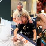 Jon Jones (L), Sharaputdin Magomedov (C), Alex Pereira (R)