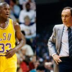 Shaquille O'Neal (L) and Dale Brown (R)