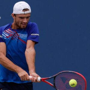 Tomas Machac plays a shot during the US Open 2024