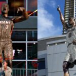 Statues of Dwyane Wade (L) and Kobe Bryant (R)
