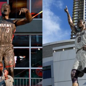 Statues of Dwyane Wade (L) and Kobe Bryant (R)