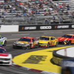 NASCAR Cup Series driver Austin Dillon (3), driver Joey Logano (22) and driver Denny Hamlin (11) in turn three during the Cook Out 400 at Martinsville Speedway.