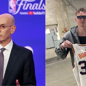 Adam Silver (L) and The Dalton Knecht photo posted by Parody Account(R)