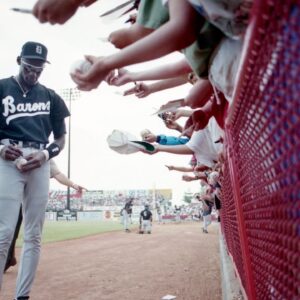 Michael Jordan signing autographs