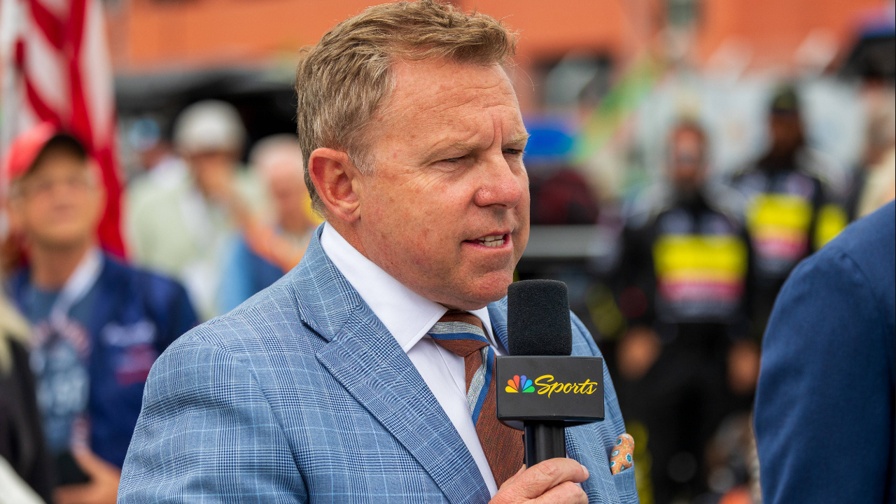 NBC Sports broadcaster Leigh Diffey talks prior to the Chevrolet Detroit Grand Prix. The NTT IndyCar, Indy Car, IRL, USA Series runs the Chevrolet Grand Prix on the streets of downtown Detroit, Michigan.
