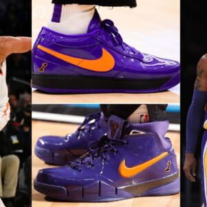 Devin Booker (L), Book 1 Kobe Bryant PE shoes (C), Kobe Bryant (R)