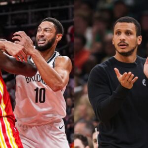 Clint Capela, Ben Simmons and Joe Mazzulla