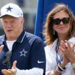 Dallas Cowboys owner Jerry Jones (left) and chief brand officer Charlotte Jones during training camp at the River Ridge Fields