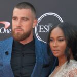 Kansas City Chiefs tight end Travis Kelce and Kayla Nicole arrive for the 2018 ESPYS at Microsoft Theatre.
