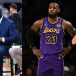 Shaquille O'Neal (L) and JJ Redick in conversation with LeBron James (R)