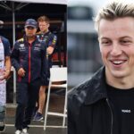 Daniel Ricciardo(L), Sergio Perez(C), Liam Lawson(R)