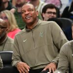 Milwaukee Bucks head coach Doc Rivers looks on in the third quarter against the Orlando Magic at Fiserv Forum.