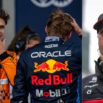 Lando Norris(L), Max Verstappen(C), Valtteri Bottas(R)