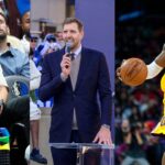 Mark Cuban (L), Dirk Nowitzki (C), Kobe Bryant (R).