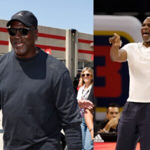 Michael Jordan (L), Charles Oakley (R)