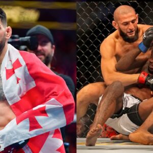 Ilia Topuria (L) and Khamzat Chimaev (R)