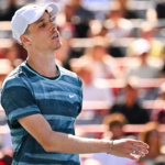 Denis Shapovalov (CAN) reacts after missing a point against Brandon Nakashima (USA) (not pictured) in first round play at IGA Stadium.