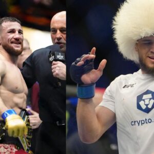 Merab Dvalishvili (L) and Umar Nurmagomedov (R)