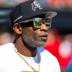 Colorado Buffalos head coach Deion Sanders against the Arizona Wildcats at Arizona Stadium.