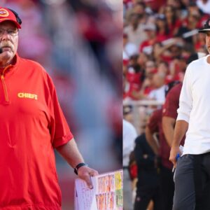 Andy Reid (L) and Kyle Shanahan (R)