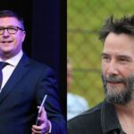 David Croft (L) and Keanu Reeves (R)