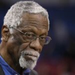 Feb 5, 2015; Sacramento, CA, USA; Retired NBA player and coach Bill Russell after the game between the Sacramento Kings and the Dallas Mavericks at Sleep Train Arena. The Dallas Mavericks defeated the Sacramento Kings 101-78. Mandatory Credit: Kelley L Cox-Imagn Images