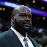 Shaquille O'Neal looks on before the game between the Boston Celtics and the Dallas Mavericks in game one of the 2024 NBA Finals at TD Garden.