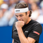 Taylor Fritz shows his frustration during the men's singles final of the 2024 U.S. Open tennis tournament