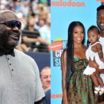 Shaquille O'Neal, Gabrielle Union, Kaavia James Union Wade, and Dwyane Wade. Credits: USA Today Sports and Imago Images