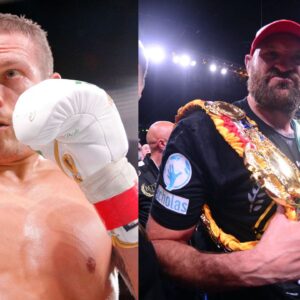 Oleksandr Usyk (L) andd Tyson Fury (R)