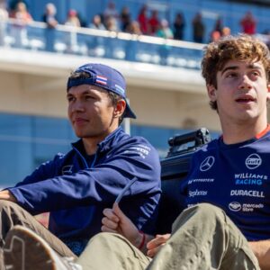 Franco Colapinto (43) of Argentina and team Williams Racing and Alexander Albon (23) of Thailand and team Williams Racing during the drivers™ parade before the Formula 1 Pirelli United States Grand Prix