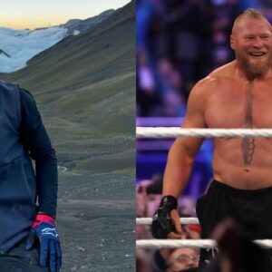 Islam Makhachev (L) and Brock Lesnar (R)