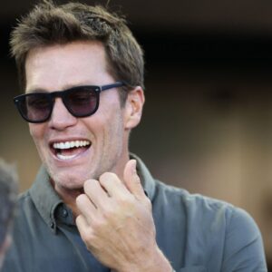 Former NFL player Tom Brady attends the match between the FC Cincinnati and the Inter Miami at Chase Stadium.