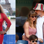 Serena Williams (L); Taylor Swift and Travis Kelce (R)