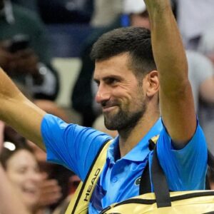 Novak Djokovic (SRB) after losing to Alexei Popyrin (AUS) on day five of the 2024 U.S. Open tennis tournament at USTA Billie Jean King National Tennis Center.